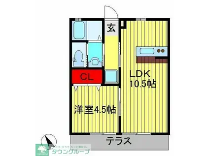 ブラックサンモール秋山(1LDK/1階)の間取り写真