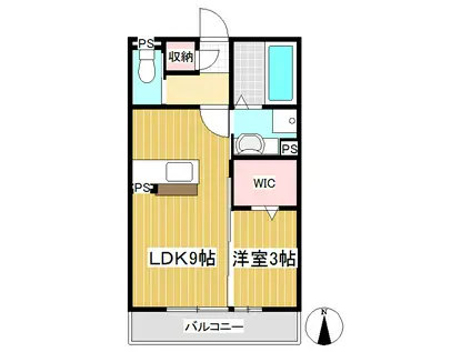 ルピナ上田駅前(1LDK/2階)の間取り写真