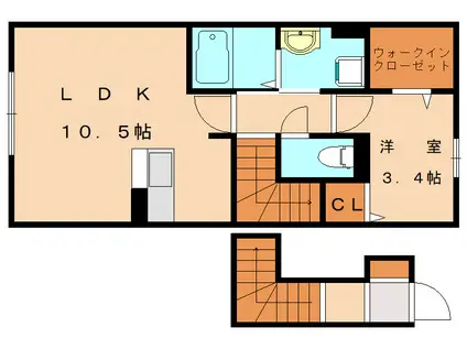 オリオン(1LDK/2階)の間取り写真