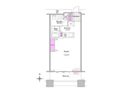 芝浦アイランド エアタワー(ワンルーム/20階)の間取り写真