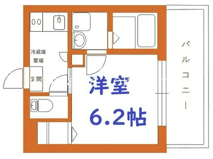 リーヴェル横浜三ッ沢プレミオ(1K/2階)の間取り写真