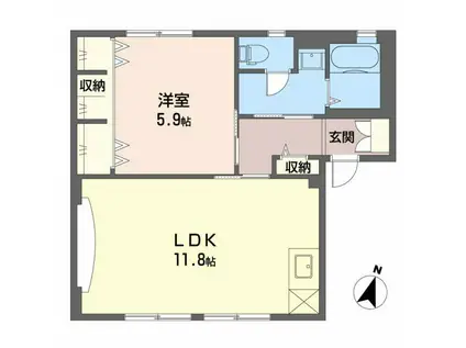 ジュネスTOUMEI B(1LDK/1階)の間取り写真