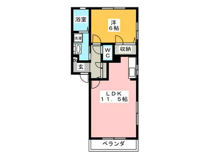 サニーグリーン(1LDK/2階)の間取り写真