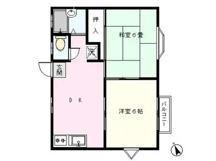 SKコーポ(2DK/1階)の間取り写真