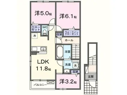 フルリール(3LDK/2階)の間取り写真