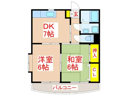 パームガーデン惟神(2DK/5階)の間取り写真