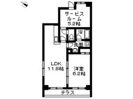 ビューコートQM(1LDK/1階)の間取り写真