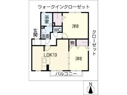 クレスト宮東 A棟(2LDK/2階)の間取り写真