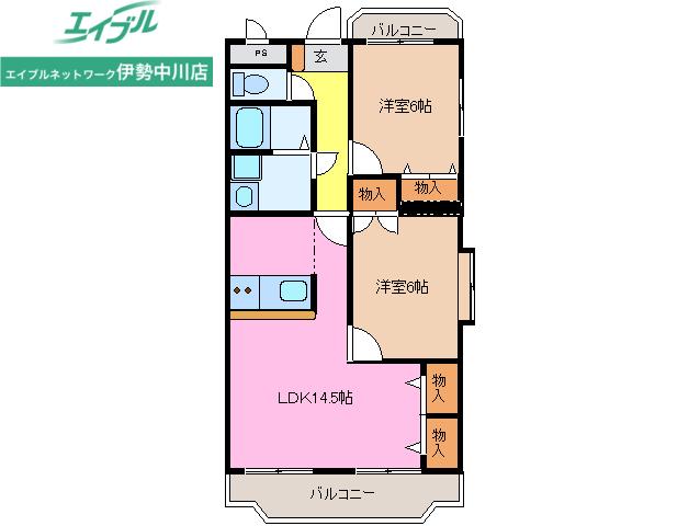 中川ファーストマンションV(2LDK/3階)の間取り写真