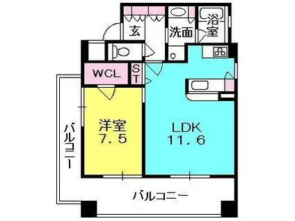 キャッスルプラザ西宮(1LDK/13階)の間取り写真