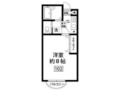 フェリス程久保(1K/1階)の間取り写真