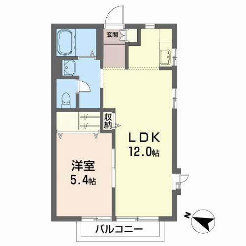 サザン ウィルII(1LDK/2階)の間取り写真