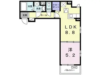 イーケータイズ(1LDK/1階)の間取り写真