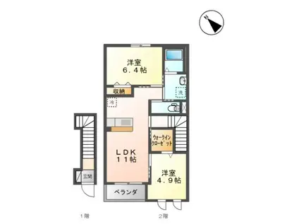 プラムフィールド(2LDK/2階)の間取り写真