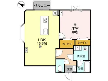 VILLA LE EUPHORIA KITANO(1LDK/1階)の間取り写真