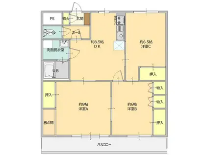 パークサイド野村(3DK/3階)の間取り写真