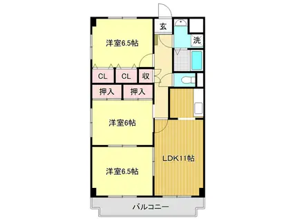 ヴィラージュ川北(3LDK/5階)の間取り写真