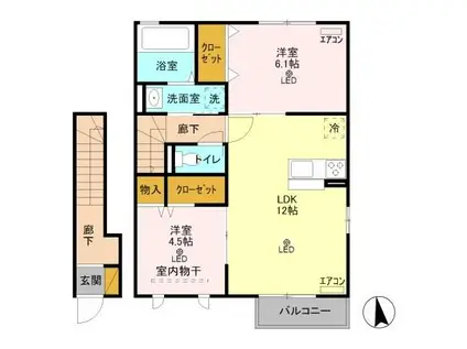 ドルチェI(2LDK/2階)の間取り写真