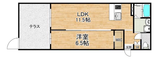 SUITE TERRACE RELIER(1LDK/1階)の間取り写真