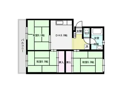 白金ハイツ(3DK/4階)の間取り写真