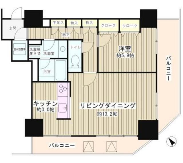 トレステージ目黒(1LDK/6階)の間取り写真