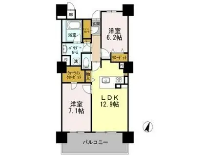 ロイヤルパークスERささしま サウス(2LDK/15階)の間取り写真