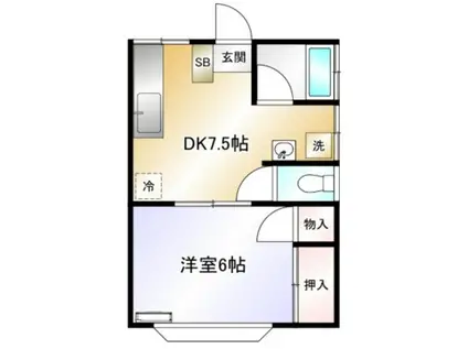 グリーングラスハウス(1DK/2階)の間取り写真