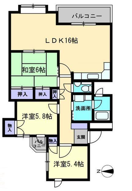 グランドール桜町(3LDK/2階)の間取り写真