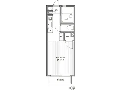 ルマシスワ(ワンルーム/2階)の間取り写真