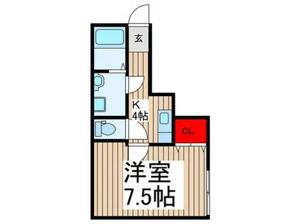 狭山市駅 徒歩8分 令和7年 都市ガス 1K(1K/1階)の間取り写真