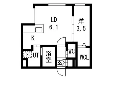 RESIDENCE SHINMEI東札幌(1LDK/2階)の間取り写真