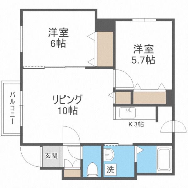 アンジェラスL・A(2LDK/4階)の間取り写真