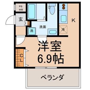 CREA児玉(1K/3階)の間取り写真