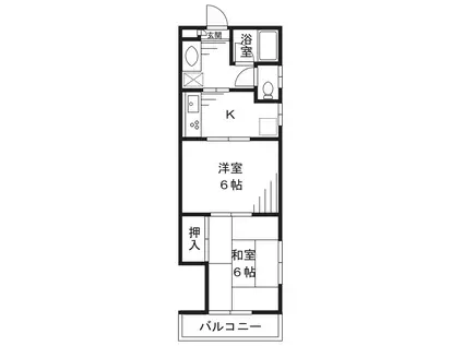 シーズレフィネ51(2DK/2階)の間取り写真