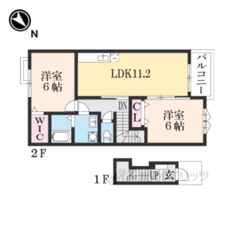 サウス ウェルズ1(2LDK/2階)の間取り写真