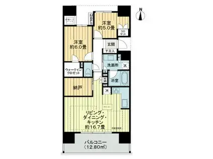 ザ・ライオンズ大宮ウェリスレジデンス(2SLDK/14階)の間取り写真