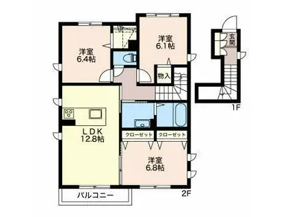 MILLE-FLEUR(3LDK/2階)の間取り写真