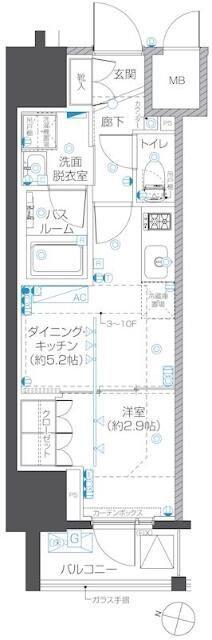 ズーム本郷(1DK/9階)の間取り写真