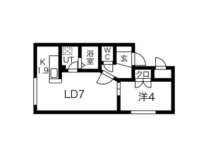 アンソレイユ(1LDK/2階)の間取り写真