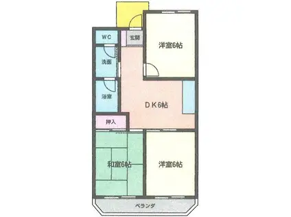 メゾン長井(3DK/1階)の間取り写真