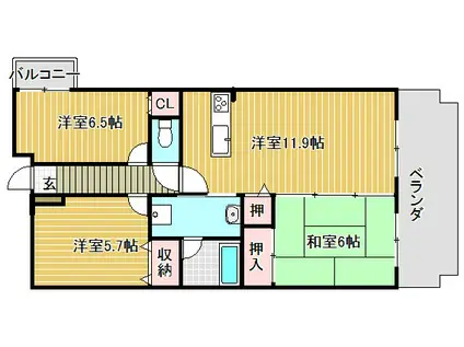 クラルテファミーユ(3LDK/2階)の間取り写真