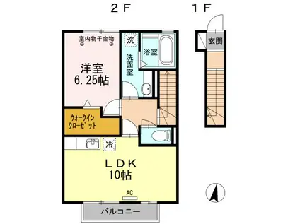 ソフィア(1LDK/2階)の間取り写真
