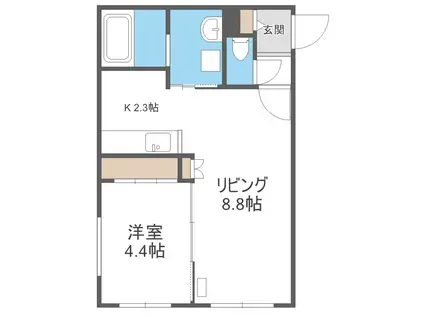 FIORE千歳駅前(1LDK/4階)の間取り写真