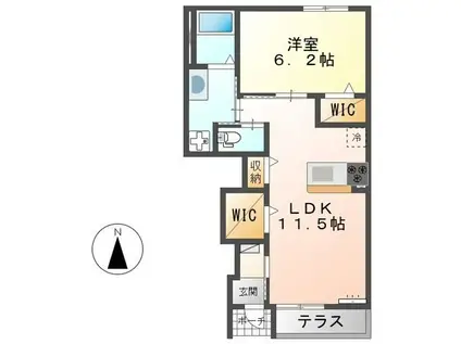 PROGRESS(1LDK/1階)の間取り写真