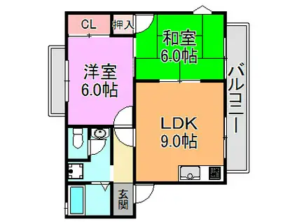 VERDEPALLAZO箕輪(2LDK/1階)の間取り写真
