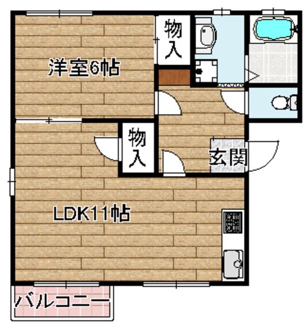 ドミールコウA(1LDK/2階)の間取り写真