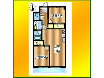 大関山ハイツ(2LDK/5階)の間取り写真