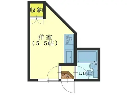 ハイライフマンション(ワンルーム/2階)の間取り写真