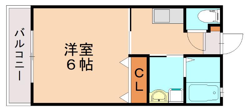ライフステージ徳前C(1K/2階)の間取り写真
