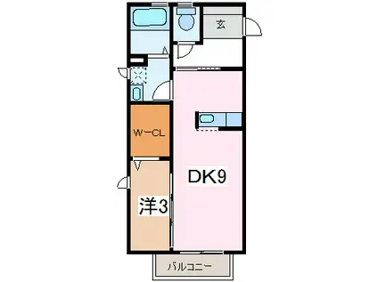 メゾンドローレル(1DK/1階)の間取り写真